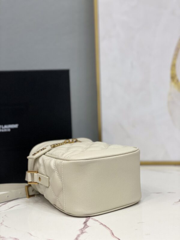 [REP 1:1] Saint Laurent 80's Vanity Bag In Carré-Quilted Grain De Poudre White For Women 6.4in/16.5cm YSL 649779DME279207
