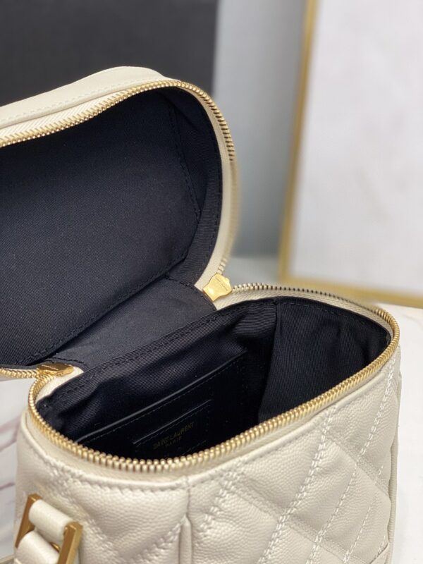 [REP 1:1] Saint Laurent 80's Vanity Bag In Carré-Quilted Grain De Poudre White For Women 6.4in/16.5cm YSL 649779DME279207