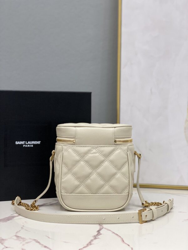 [REP 1:1] Saint Laurent 80's Vanity Bag In Carré-Quilted Grain De Poudre White For Women 6.4in/16.5cm YSL 649779DME279207