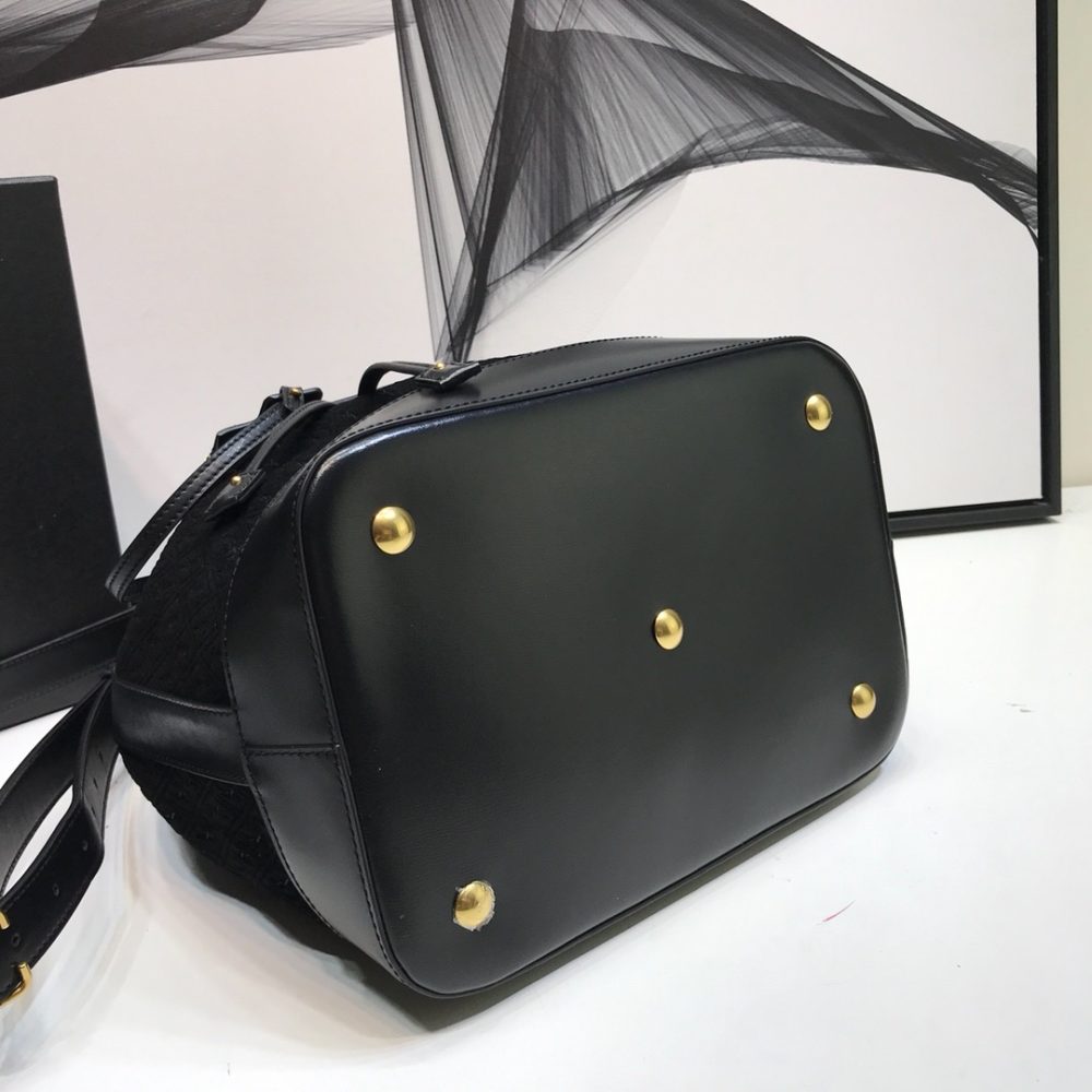 [REP 1:1] Saint Laurent All-Over Monogram Bucket Bag Black For Women 10.5in/27cm YSL - Image 5