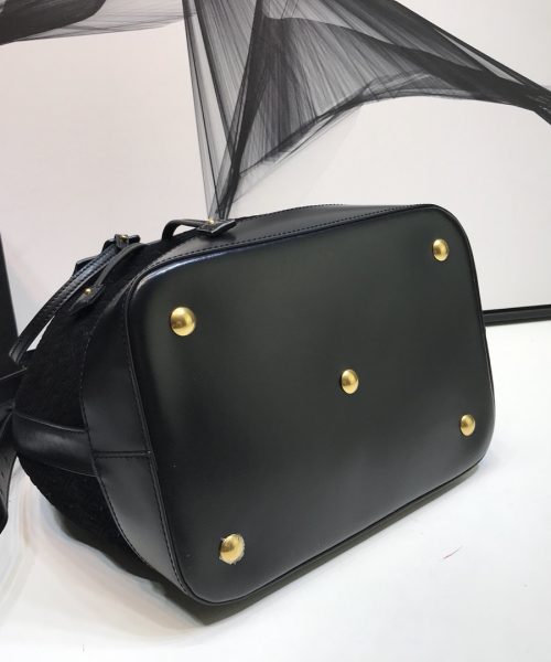 [REP 1:1] Saint Laurent All-Over Monogram Bucket Bag Black For Women 10.5in/27cm YSL