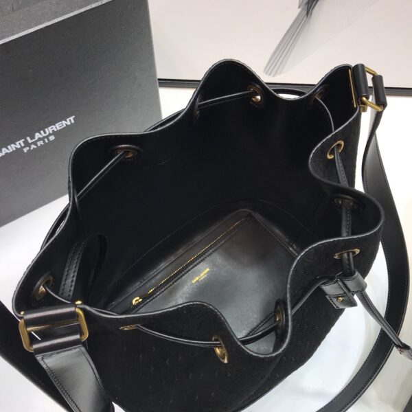 [REP 1:1] Saint Laurent All-Over Monogram Bucket Bag Black For Women 10.5in/27cm YSL