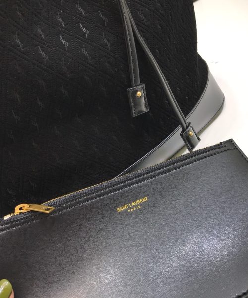 [REP 1:1] Saint Laurent All-Over Monogram Bucket Bag Black For Women 10.5in/27cm YSL