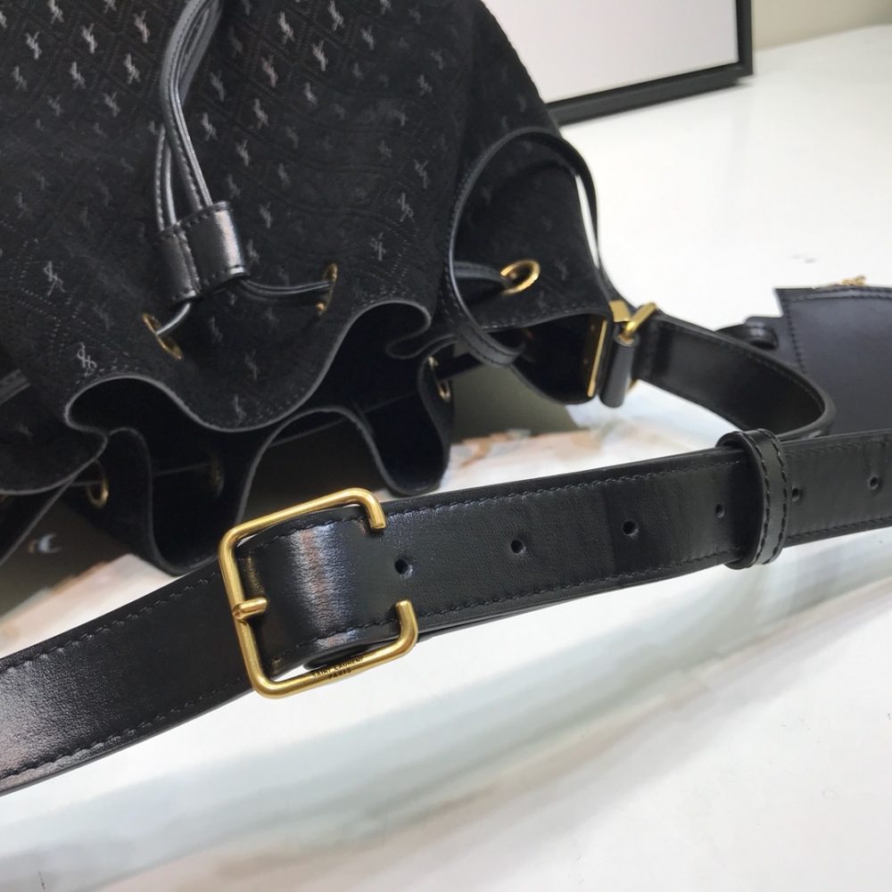 [REP 1:1] Saint Laurent All-Over Monogram Bucket Bag Black For Women 10.5in/27cm YSL - Image 2