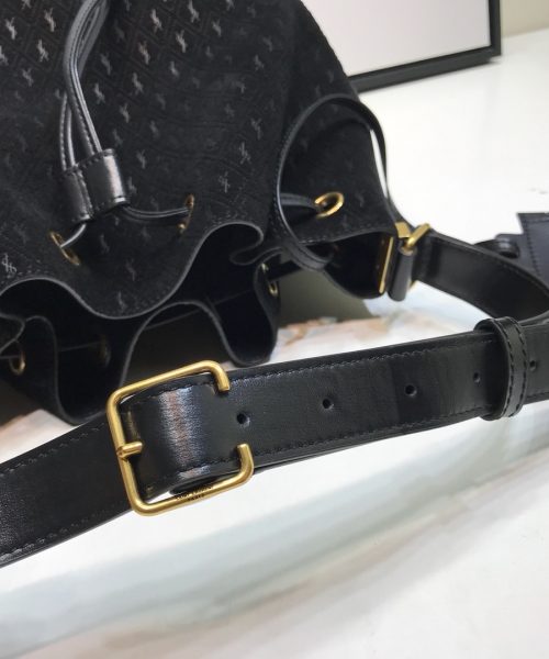 [REP 1:1] Saint Laurent All-Over Monogram Bucket Bag Black For Women 10.5in/27cm YSL