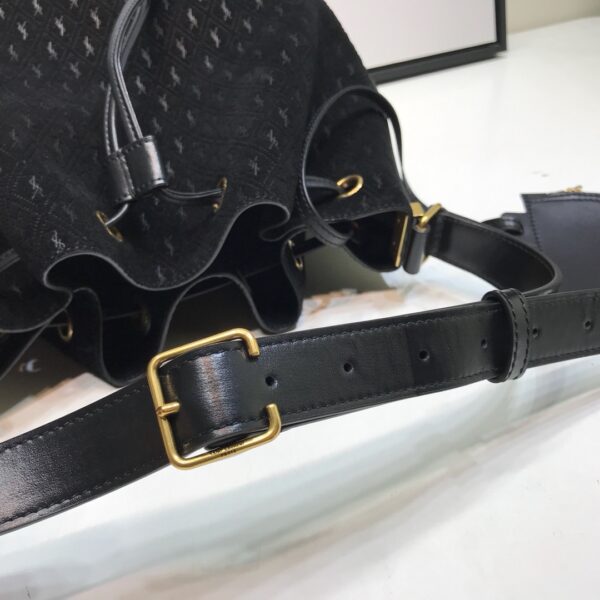 [REP 1:1] Saint Laurent All-Over Monogram Bucket Bag Black For Women 10.5in/27cm YSL