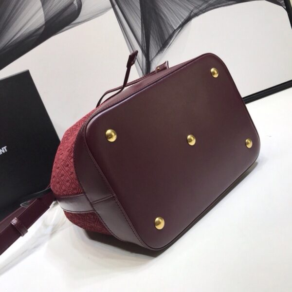 [REP 1:1] Saint Laurent All-Over Monogram Bucket Bag Burgundy For Women 10.5in/27cm YSL