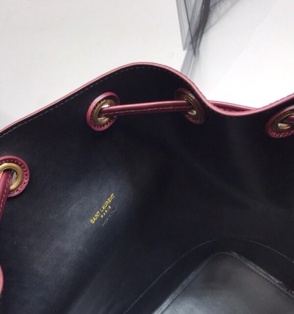 [REP 1:1] Saint Laurent All-Over Monogram Bucket Bag Burgundy For Women 10.5in/27cm YSL