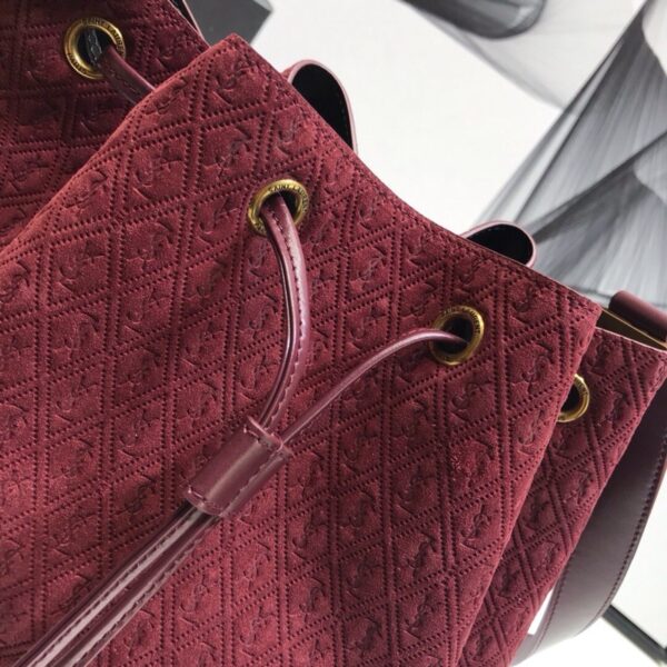 [REP 1:1] Saint Laurent All-Over Monogram Bucket Bag Burgundy For Women 10.5in/27cm YSL