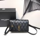 [REP 1:1] Saint Laurent Angie Patent Handbag Black For Women 8.6in/22cm YSL