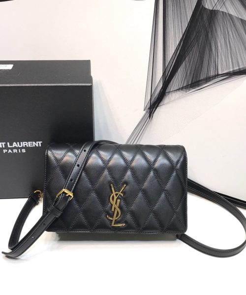 [REP 1:1] Saint Laurent Angie Patent Handbag Black For Women 8.6in/22cm YSL