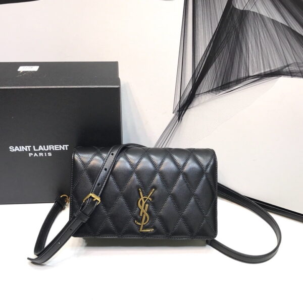 [REP 1:1] Saint Laurent Angie Patent Handbag Black For Women 8.6in/22cm YSL