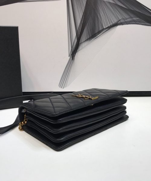 [REP 1:1] Saint Laurent Angie Patent Handbag Black For Women 8.6in/22cm YSL