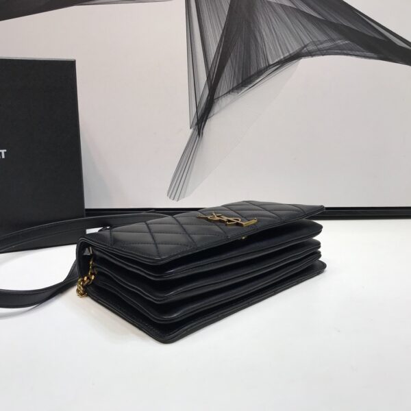 [REP 1:1] Saint Laurent Angie Patent Handbag Black For Women 8.6in/22cm YSL