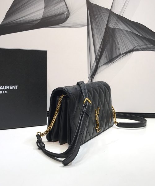 [REP 1:1] Saint Laurent Angie Patent Handbag Black For Women 8.6in/22cm YSL