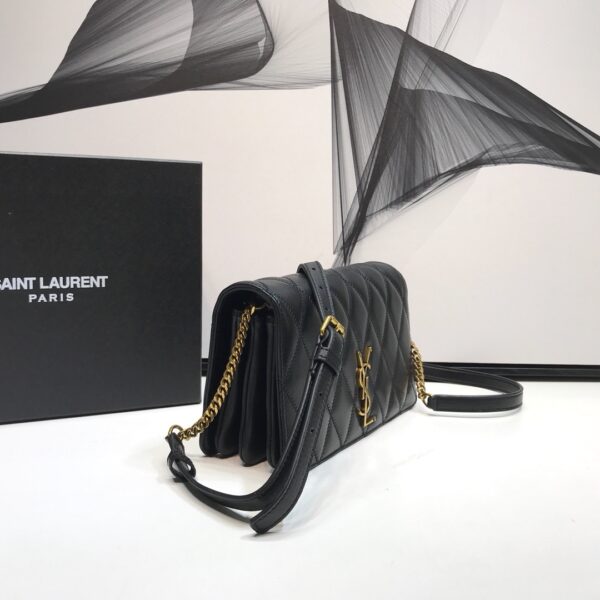 [REP 1:1] Saint Laurent Angie Patent Handbag Black For Women 8.6in/22cm YSL