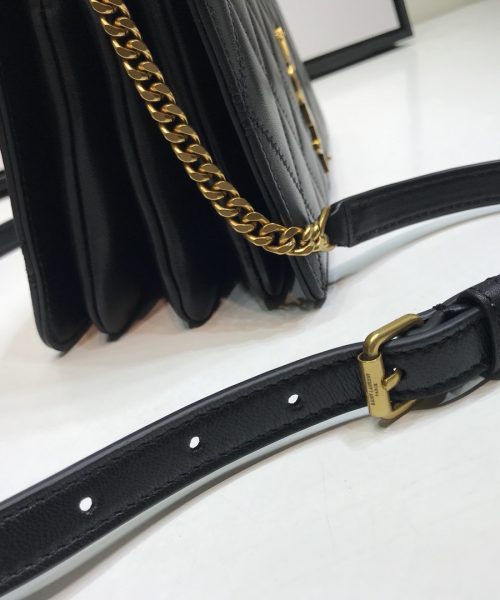 [REP 1:1] Saint Laurent Angie Patent Handbag Black For Women 8.6in/22cm YSL