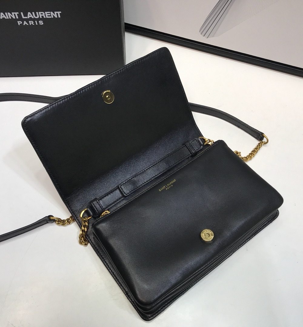 [REP 1:1] Saint Laurent Angie Patent Handbag Black For Women 8.6in/22cm YSL