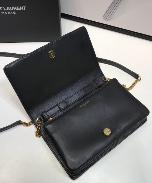 [REP 1:1] Saint Laurent Angie Patent Handbag Black For Women 8.6in/22cm YSL