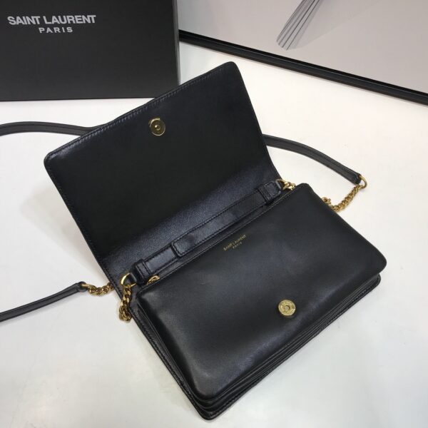 [REP 1:1] Saint Laurent Angie Patent Handbag Black For Women 8.6in/22cm YSL