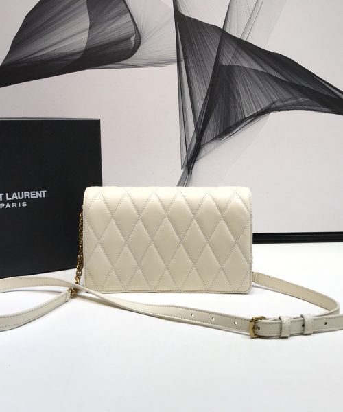 [REP 1:1] Saint Laurent Angie Patent Handbag White For Women 8.6in/22cm YSL