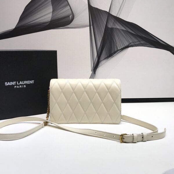 [REP 1:1] Saint Laurent Angie Patent Handbag White For Women 8.6in/22cm YSL