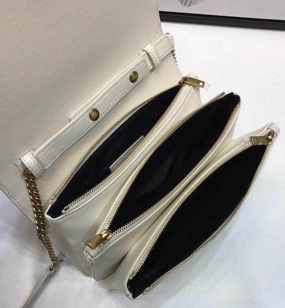 [REP 1:1] Saint Laurent Angie Patent Handbag White For Women 8.6in/22cm YSL