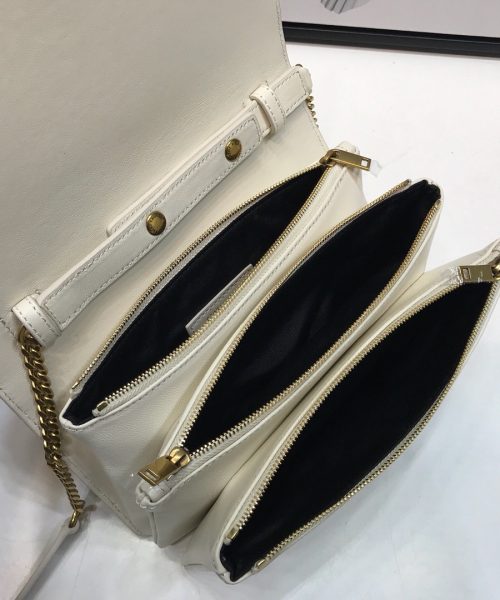 [REP 1:1] Saint Laurent Angie Patent Handbag White For Women 8.6in/22cm YSL