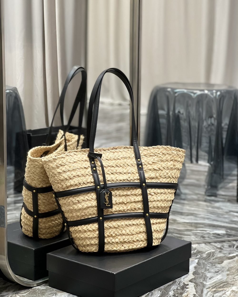 [REP 1:1] Saint Laurent Beatrix Panier Cut Out Beige For Women, Women's Bags 16.9in/43cm YSL