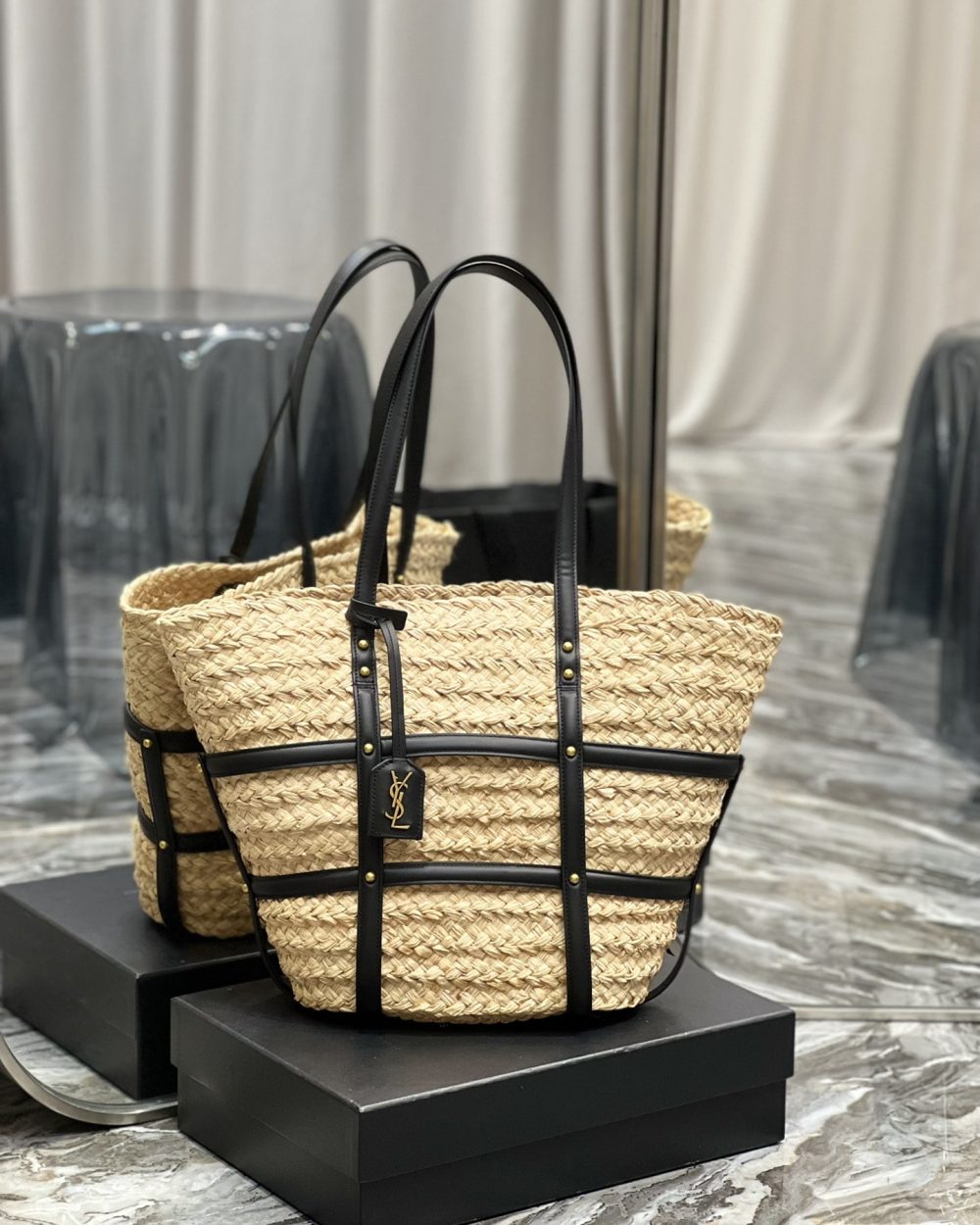 [REP 1:1] Saint Laurent Beatrix Panier Cut Out Beige For Women, Women's Bags 16.9in/43cm YSL