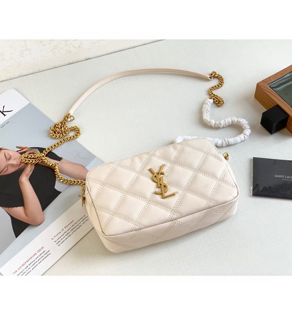 [REP 1:1] Saint Laurent Becky Crossbody Bag White For Women 7in/18cm YSL P00555149