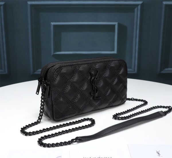 [REP 1:1] Saint Laurent Becky Double-Zip Pouch Black For Women 7.5in/19cm YSL