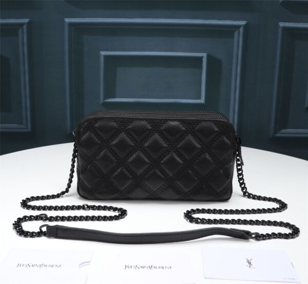 [REP 1:1] Saint Laurent Becky Double-Zip Pouch Black For Women 7.5in/19cm YSL