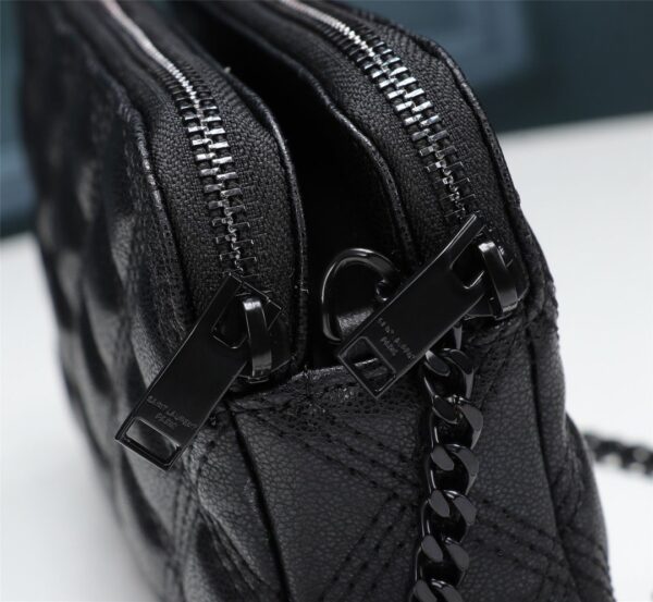 [REP 1:1] Saint Laurent Becky Double-Zip Pouch Black For Women 7.5in/19cm YSL