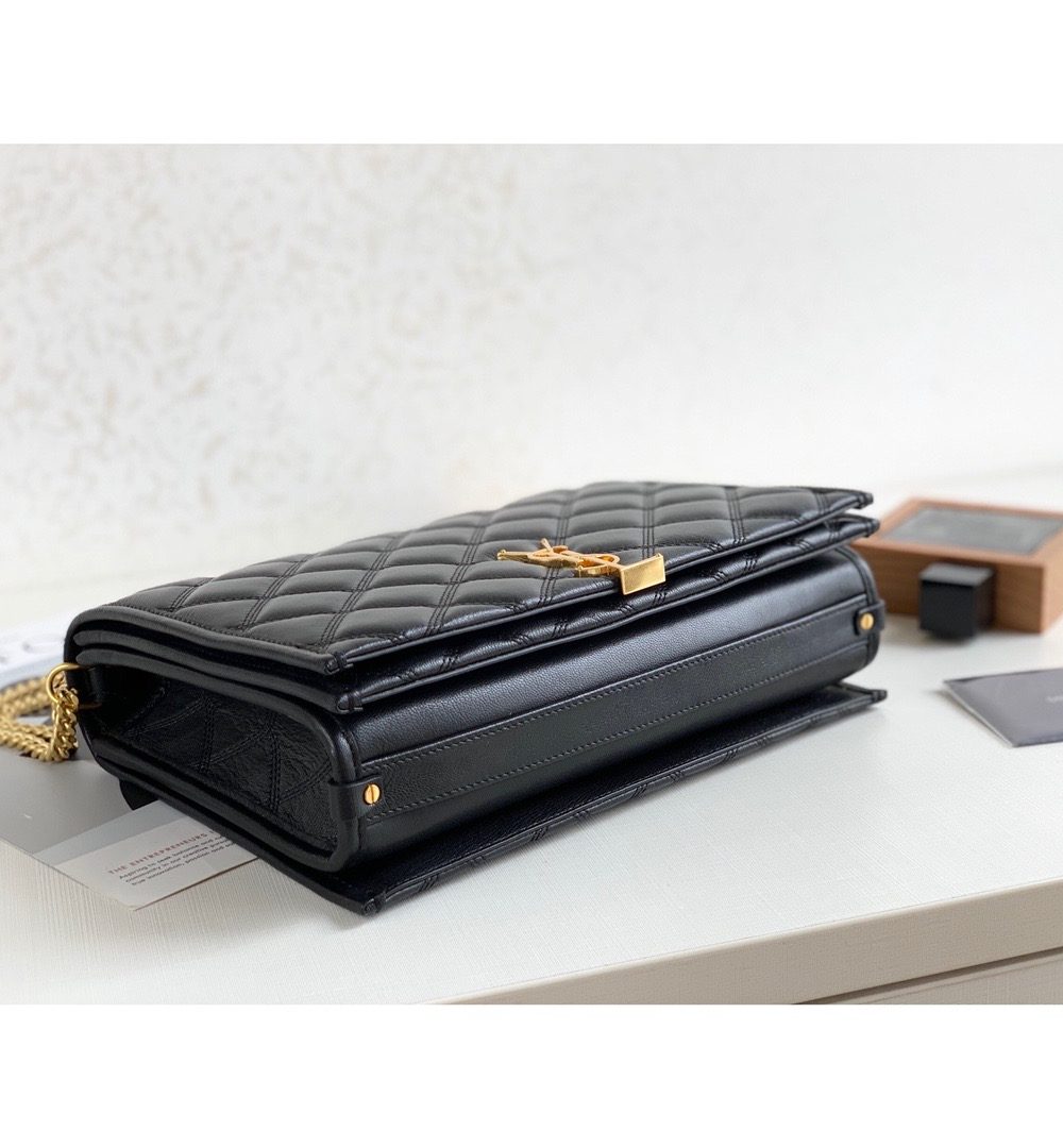 [REP 1:1] Saint Laurent Becky Small Shoulder Bag Black For Women 10.5in/27cm YSL P00420101