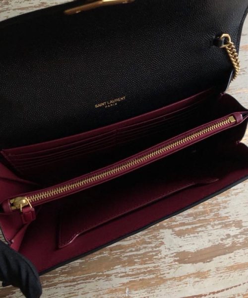 [REP 1:1] Saint Laurent Cassandra Flap-Front Crossbody Bag Black For Women 8.7in/22cm YSL