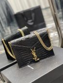 [REP 1:1] Saint Laurent Cassandra Medium Chain Bag Black For Women 8.6in/22cm YSL