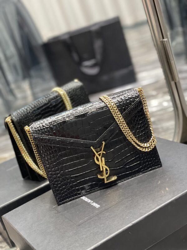 [REP 1:1] Saint Laurent Cassandra Medium Chain Bag Black For Women 8.6in/22cm YSL