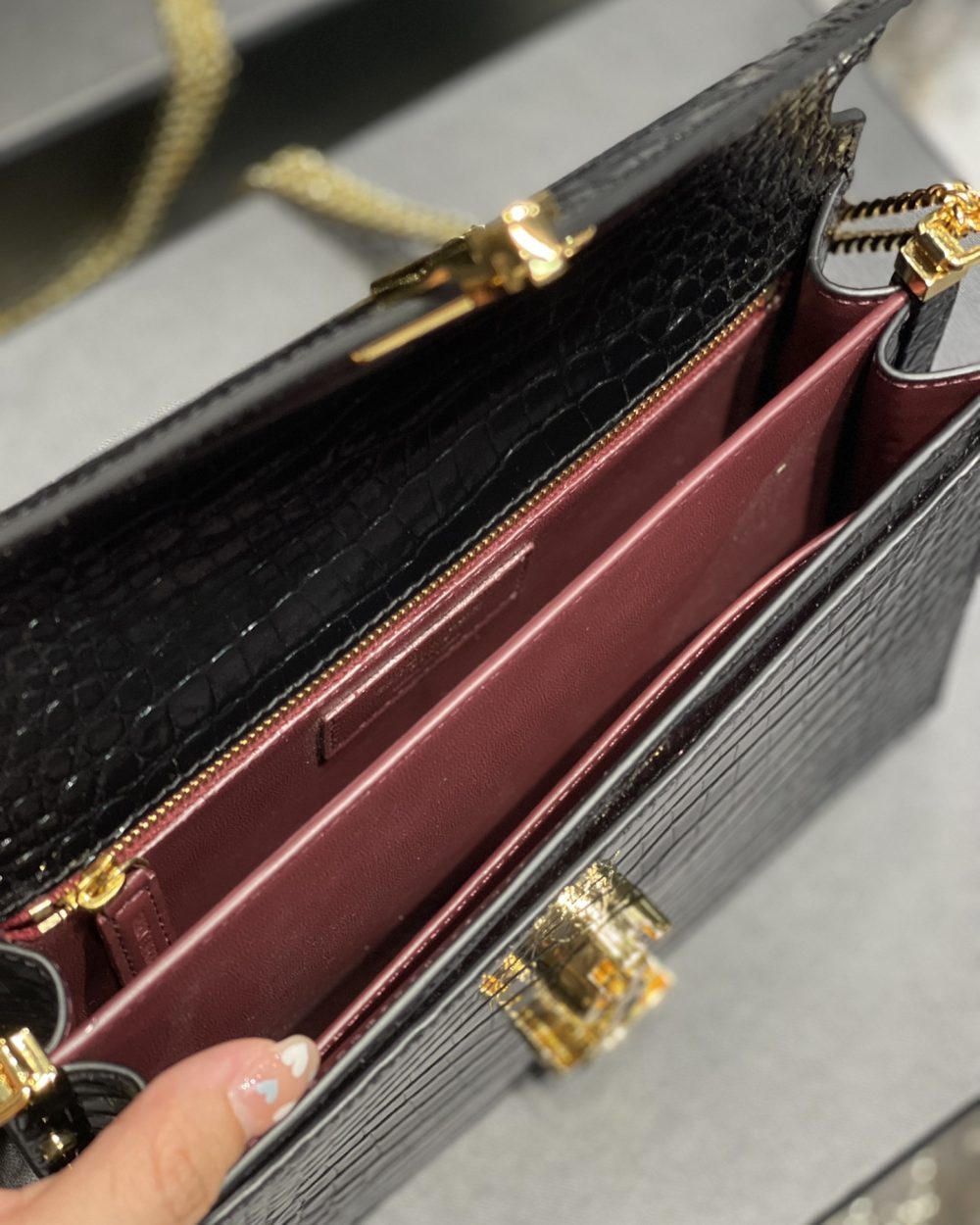 [REP 1:1] Saint Laurent Cassandra Medium Chain Bag Black For Women 8.6in/22cm YSL