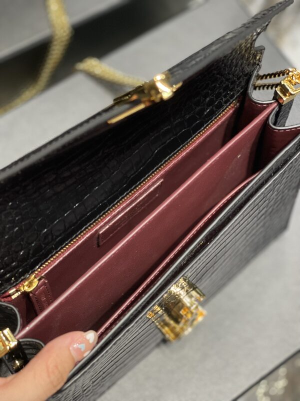 [REP 1:1] Saint Laurent Cassandra Medium Chain Bag Black For Women 8.6in/22cm YSL