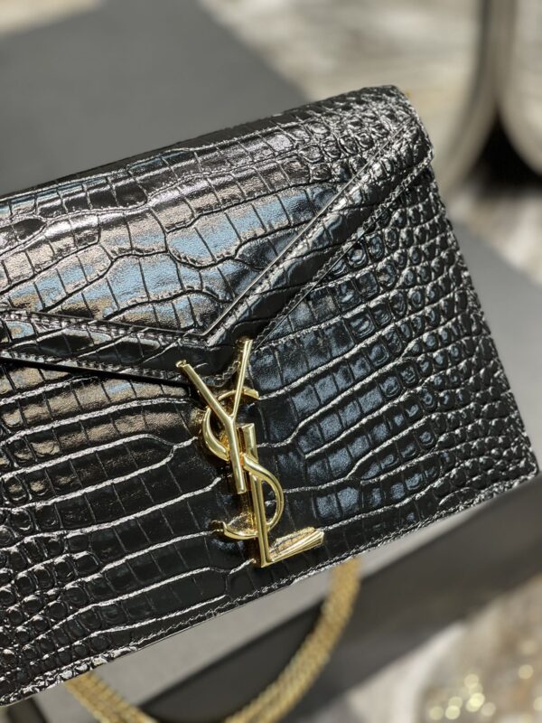 [REP 1:1] Saint Laurent Cassandra Medium Chain Bag Black For Women 8.6in/22cm YSL