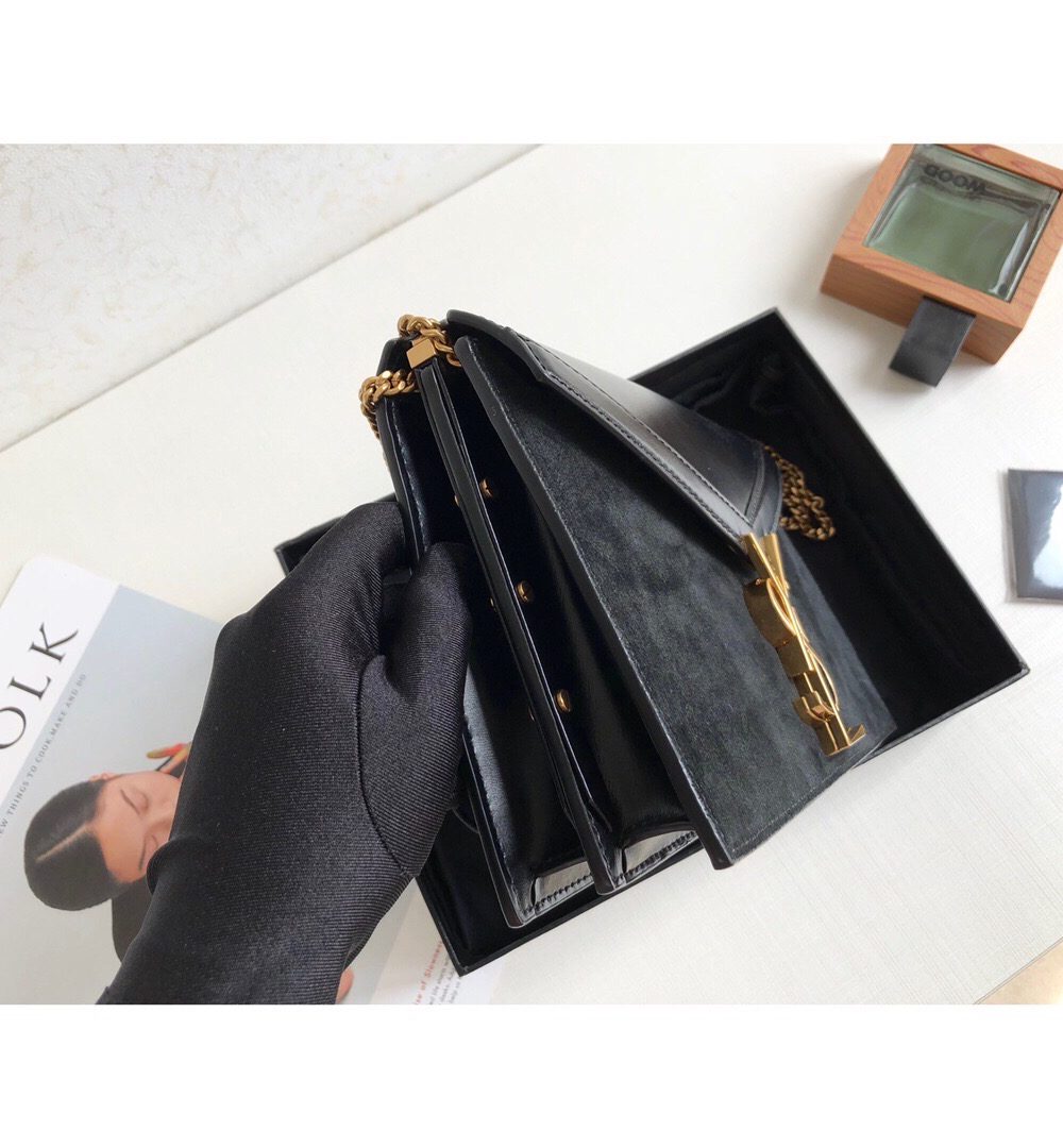[REP 1:1] Saint Laurent Cassandra Medium Chain Bag Black For Women 8.6in/22cm YSL 5327500SX0W1000