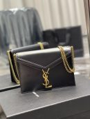 [REP 1:1] Saint Laurent Cassandra Medium Chain Bag Black In Grain De Poudre Embossed For Women 8.6in/22cm YSL 5327500SXSW1000