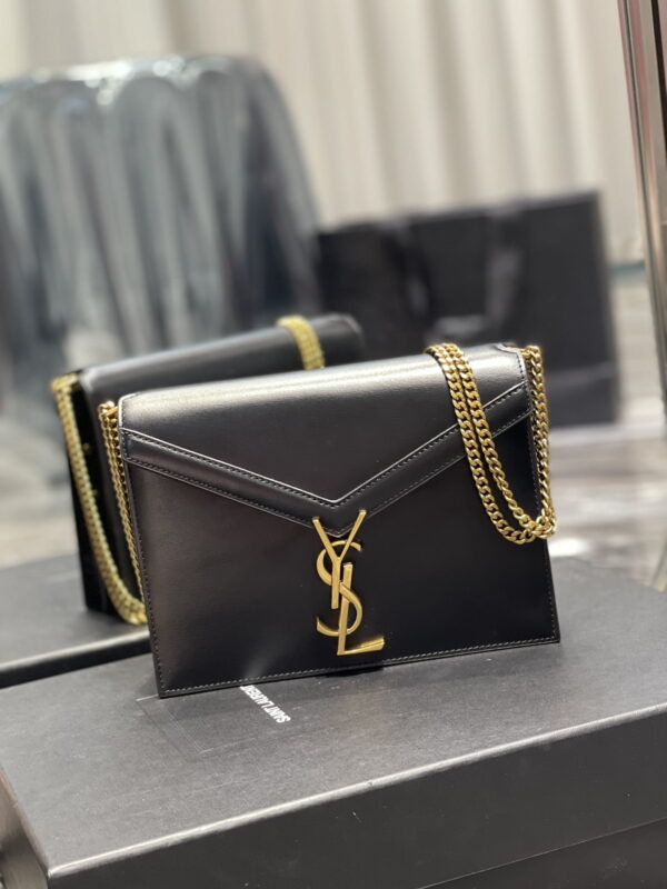[REP 1:1] Saint Laurent Cassandra Medium Chain Bag Black In Grain De Poudre Embossed For Women 8.6in/22cm YSL 5327500SXSW1000