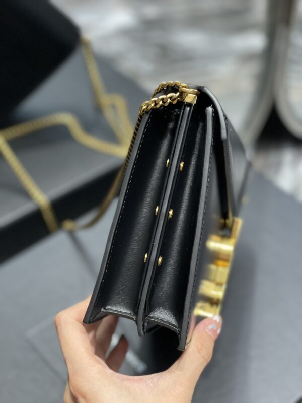 [REP 1:1] Saint Laurent Cassandra Medium Chain Bag Black In Grain De Poudre Embossed For Women 8.6in/22cm YSL 5327500SXSW1000