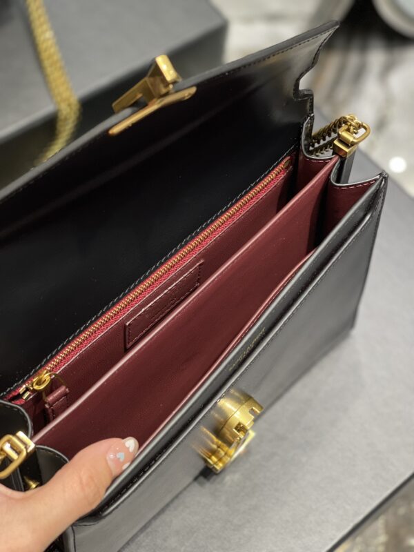 [REP 1:1] Saint Laurent Cassandra Medium Chain Bag Black In Grain De Poudre Embossed For Women 8.6in/22cm YSL 5327500SXSW1000
