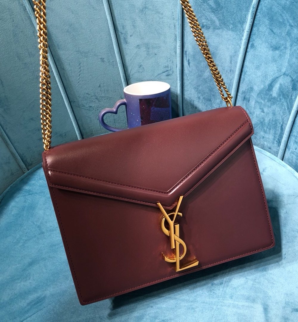 [REP 1:1] Saint Laurent Cassandra Medium Chain Bag Burgundy For Women 8.7in/22cm YSL 532750BOW0W6008