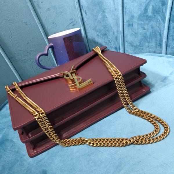 [REP 1:1] Saint Laurent Cassandra Medium Chain Bag Burgundy For Women 8.7in/22cm YSL 532750BOW0W6008