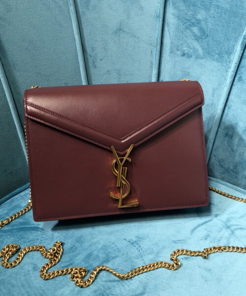 [REP 1:1] Saint Laurent Cassandra Medium Chain Bag Burgundy For Women 8.7in/22cm YSL 532750BOW0W6008