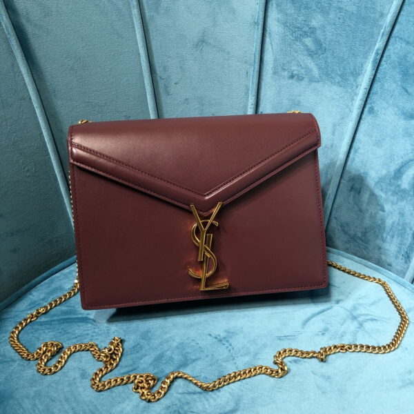 [REP 1:1] Saint Laurent Cassandra Medium Chain Bag Burgundy For Women 8.7in/22cm YSL 532750BOW0W6008